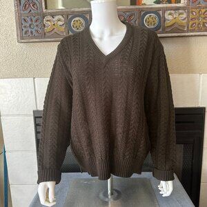 Joel California vtg Brown Long Sleeve Cable Knit Pullover Sweater